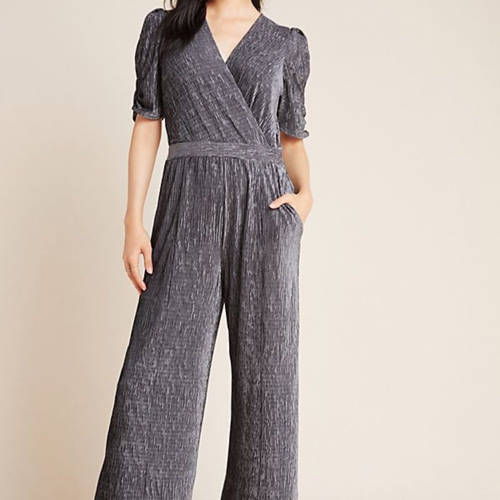 NWT Anthro “Greylin” Velvet Jumpsuit ~Retails $180
